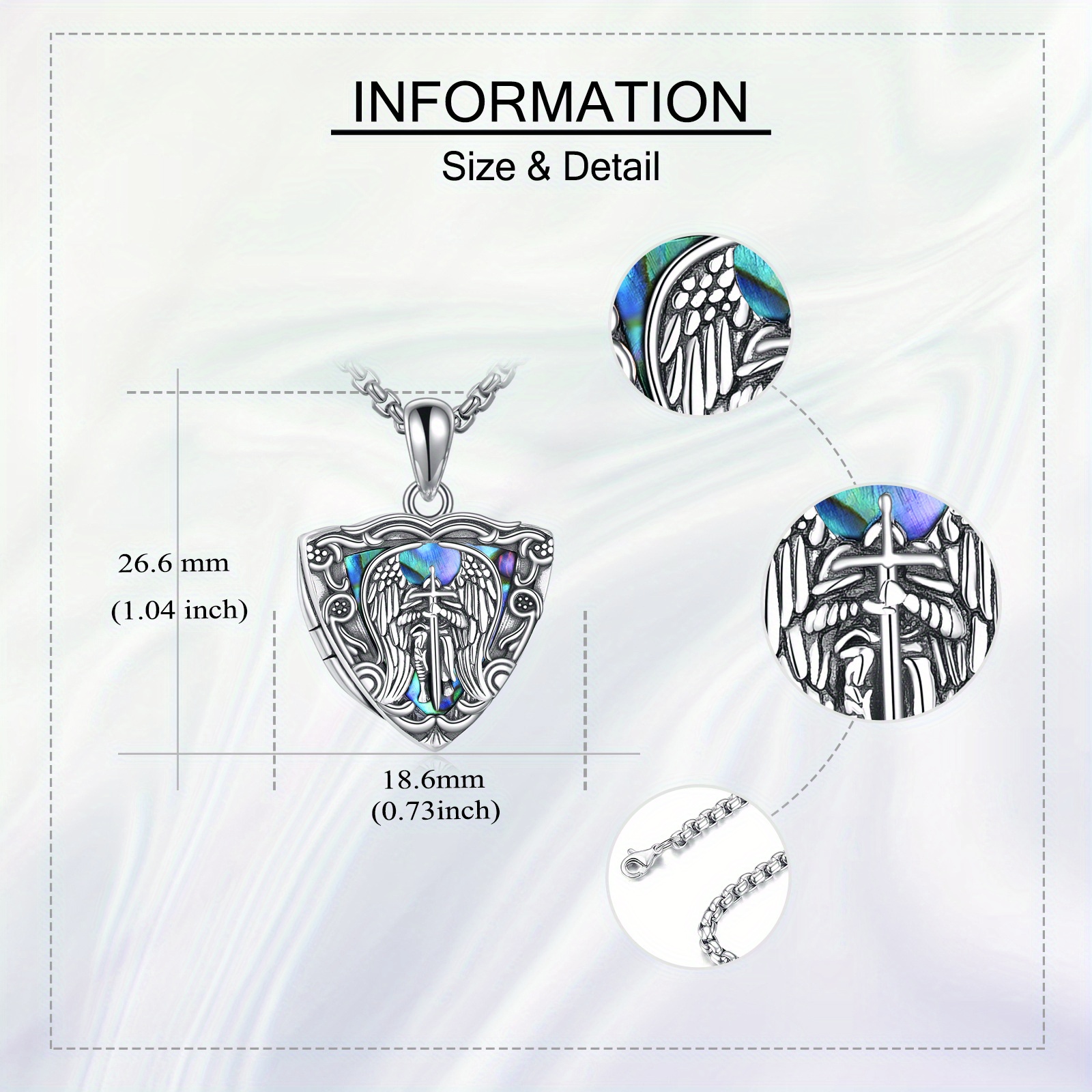 Women's Sterling Silver St. Michael Locket Pendant Necklace